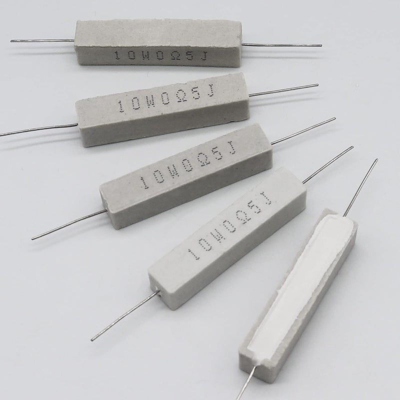 Dimlove 10 PCS 10w 0.5 Ohm 5% Axial Lead Wire Resistors - White Wound Fixed Ceramic Cement Power Resistors with Horizontal Mounting and Flame/Heat/Moisture Resistance - Image 4